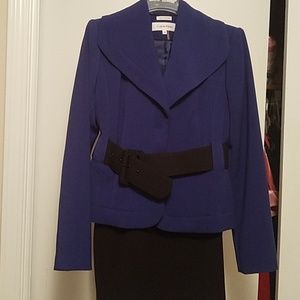 Blue and black jacket and skirt set